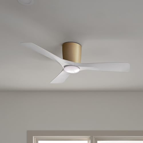 Image of Kichler Volos 48 inch Ceiling Fan With LED Light, Champagne Bronze, 300032CPZ | Wall Control, Contemporary Indoor Fan, Low Profile Ceiling Fan with Light