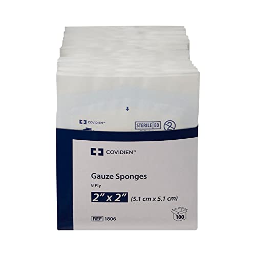 SurgiMac Gasas No Tejidas, 2x2 pulgadas Cuadradas, Estériles, Hipoalergénicas, de 8 Capas, para Absorción Eficiente, Color Blanco miniatura 2