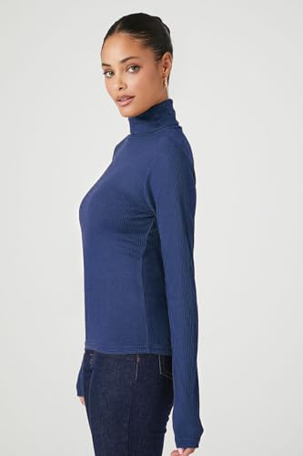 Image of Emmalise Womens Turtleneck Top Long Sleeves Fitted Ribbed Top