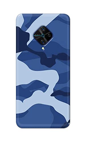 Image of Printed Hard Back Cover Case for Vivo S1 Pro Back Cover (Army Blue Pattern) -1302