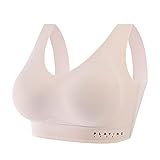 shitouji reggiseno comodo da donna, senza cuciture, senza cuciture, imbottito, a fascia, reggiseno sportivo push-up elasticizzato, top corto per yoga, beige, xl