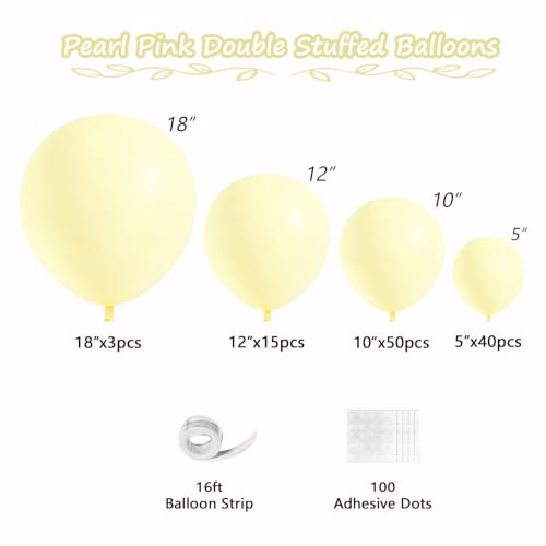 Image of 108Pcs Double Stuffed Light Yellow Balloon Garland Arch Kit