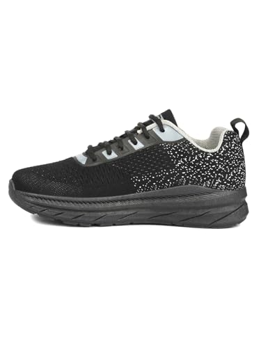 Image of Liberty Force 10 MATCHER-3E Lacing Sports Running Shoes for Men - Black & Teal Blue | Comfortable and Durable | Suitable for Lace-Up Gym, Walking, Jogging & Outdoor Shoes for Gents | Cushioned Footbed