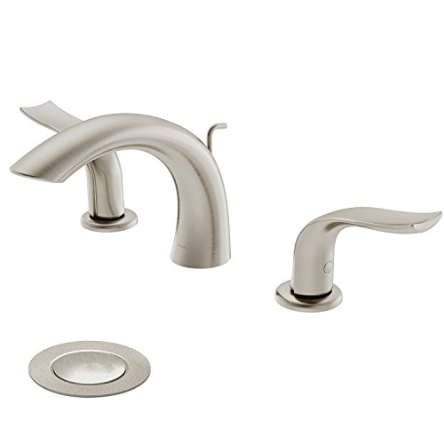 Kohra Spot-Free Two Handle 8 Inch Widespread Bathroom Faucet with Lift Rod Drain, All-Brite Brushed Nickel FUS-14003BN - Thumbnail 6