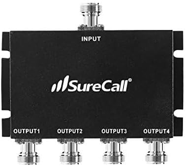 SureCall 4-Way Splitter Ultra-Wideband UWB 600-2700 MHz High Performance with N-Female Connectors, Black