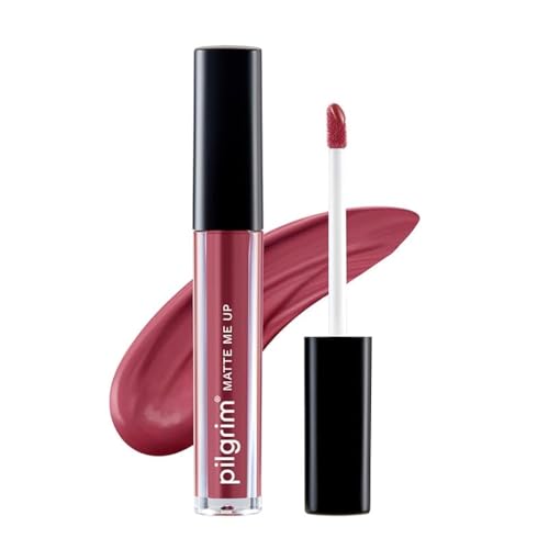 Image of Pilgrim Liquid Matte Lipstick - Pink Kisses | Lipstick for Women with Hyaluronic Acid & Spanish Squalane | Transferproof, Long Lasting & Non Drying with Hydrating Ingredients 3gms