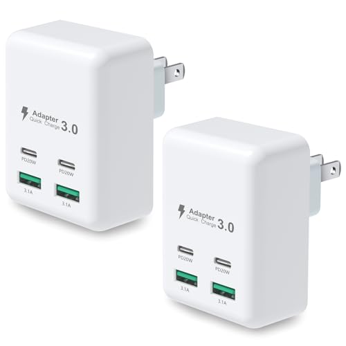 USB C Charger Block, Besgoods 4 Ports USB C Wall Charger PD Fast Charging QC USB A Travel Adapter 40W for iPhone 17 16 Pro Max 15 Plus 14 13 12 11 iPad Watch Galaxy Android Phones, 2Pack - image 1