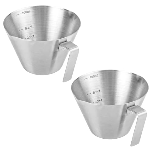 2 tazas de café con mango, vaso medidor de acero inoxidable con doble caño y escala, vasos de espresso, accesorios de espresso, tazas de café con caño en V para café, leche, zumo líquido (100 ml 2 tazas de café con mango, vaso medidor de acero inoxidable con doble caño y escala, vasos de espresso, accesorios de espresso, tazas de café con caño en V para café, leche, zumo líquido (100 ml