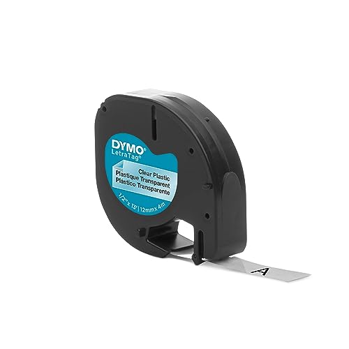 DYMO LT Plastic Labels for LetraTag Label Makers, Black Print, White Label Maker Tape, 1/2" x 13-Foot Roll (12 mm x 4 m) of Labelling Tape image 5