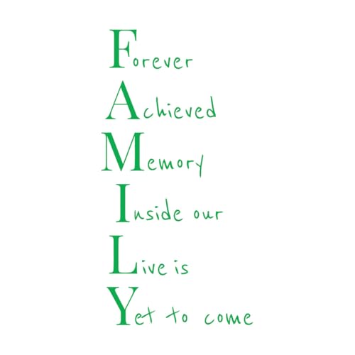 Decorazioni adesive da parete in vinile Parole di famiglia che dicono casa, vita, ispirazione 45x87.7cm Facile installazione Verde