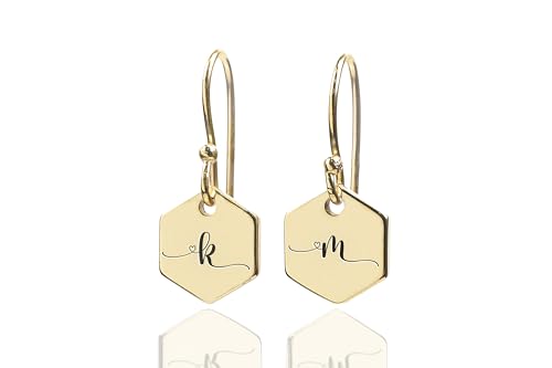 Boucles d'oreilles initiales personnalisées le cadeau unique avec nom gravé