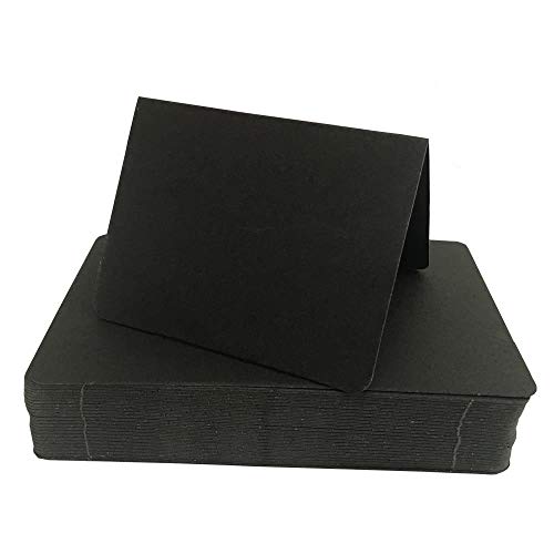 AimtoHome Best Paper Greetings Pack of 50pcs Cards - Blank Tent Table Place Cards- Perfect for Weddings, Folded Seat Assignment Setting Label ,Banquet Party Event, 3.5x 2.7 Inch（Black)