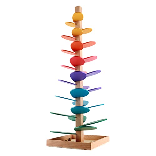Image of Wooden Colorful Music Tree Games, Rainbow Musical Tree Kit, Educational Toy Blocks Bright Color Toys Track Rolling Tree Party Accessories for Party Birthday