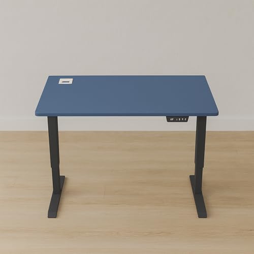 Image of Flexpro Sit-Stand Smart Desk | Navy Blue Finish Tabletop | Electric Height Adjustable Table for Work from Home and Office | Ergonomic Design