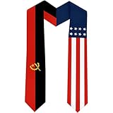 Endargros Angola Flag International Students Graduation Sash Stole Scarves 180 X 13 CM/70 X 5 INCHES Double Sided Graduation Decoration Item