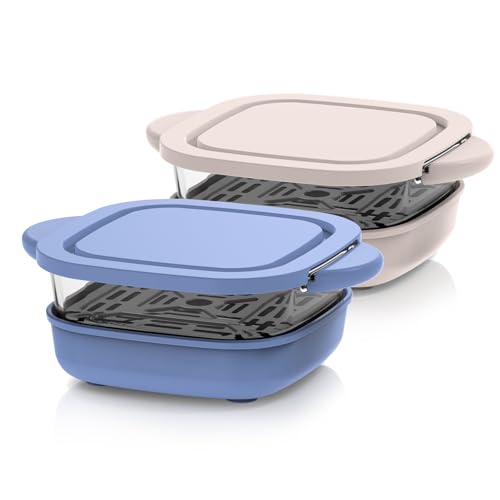2 Pack Tempered Glass Container