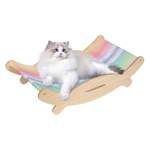 キャットラウンジチェア、猫用ラウンジャー - 冷却猫ソファベッド | 屋内の屋外、スクラッチ耐性子犬のソファベッドのための木製の子猫ハンモックラウンジャー