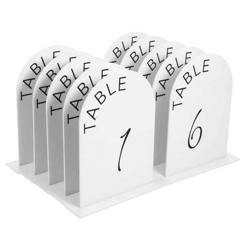 Holibanna DIY Wedding Table Numbers 1-10 Holders in White Acrylic Versatile Table Sign Set for Reception Decor and Centerpieces