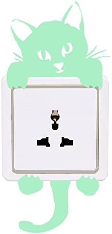 Miniatura 4 de 2 calcomanías luminosas para interruptor de luz que brillan en la oscuridad, adorbale gato, mascotas, animales, pegatinas de pared, interruptor de