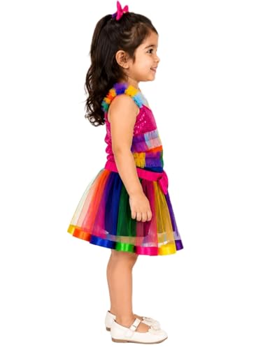 Image of BookMyCostume Girls Fancy Dress & Costume Collection - Mermaid Outfits Set & Rainbow Sequin Dresses - Princess, Kids Birthday, School Annual Day & Role-Play Costumes for Girls