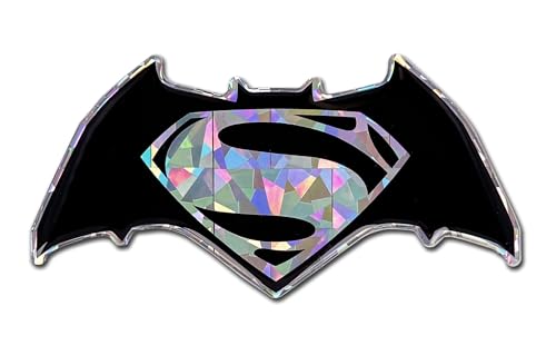 Image of Elektroplate Batman v Superman Reflective Car Decal Red Oversized 8.5 inch | Officially Licensed DC Comics - Weatherproof Automotive Grade Domed Sticker for Water Bottle, Laptop & More - Made in the USA