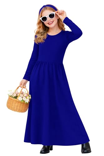 Image of Deerose Girls Maxi Dress Short Sleeve Casual Long Dresses with Pockets 5-14 Years