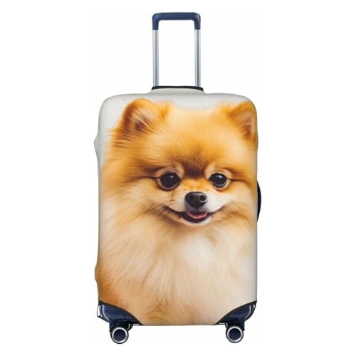 Yellow pomeranian Luggage Cover Washable Suitcase Cover Tsa Approved Elastic Spandex Suitcase Protector Anti-Scratch Travel Baggage Covers Fit 18-32 Inch Luggage