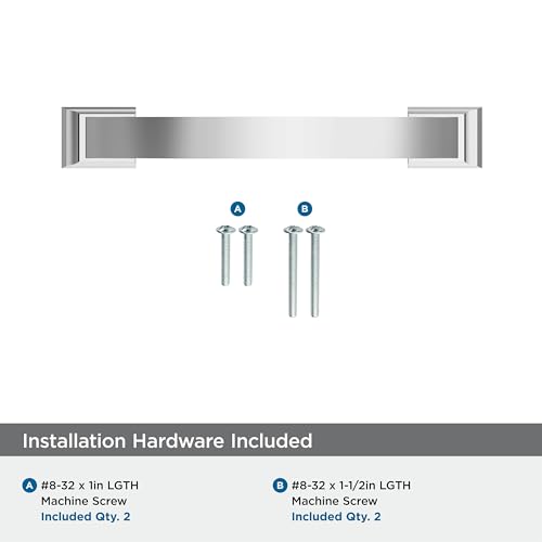 Image of Amerock BP2935526 | Polished Chrome Cabinet Pull | 3-3 /4 inch (96mm) Center-to-Center Cabinet Handle | Candler | Furniture Hardware