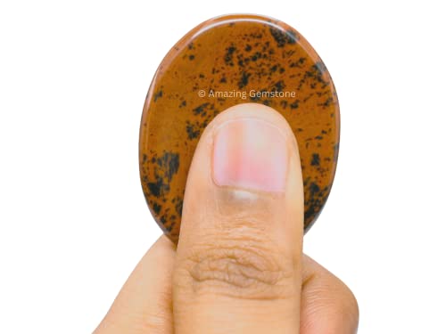Image of Amazing Gemstone Mahogany Obsidian Worry Stone Crystals and Healing Stones - Worry Stones for Stress Relief Gifts - Piedra Crystal Fidget for Meditation - Unique Stocking Stuffers Gifts for Women, Men