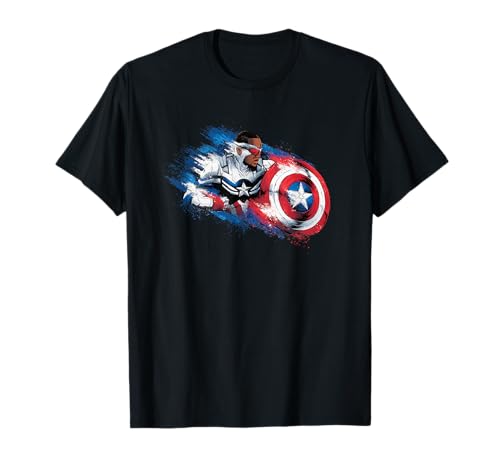 T-shirt Captain America Marvel pour homme en coton imprimé style peinture