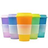 Hot Color Changing Cups Reusable with Lids and Silicone Grip (5 Colors, 16 Oz) Plastic Tumblers for...