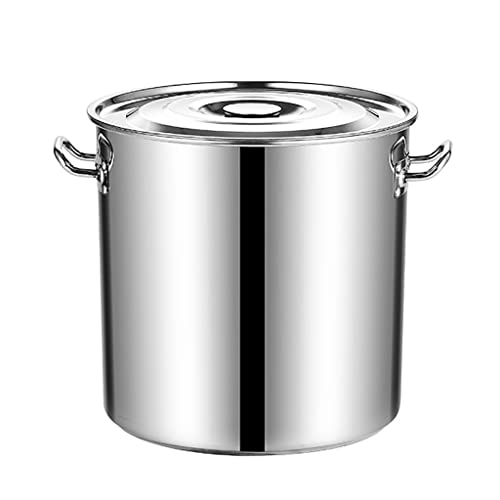 CWCQGH Olla sopera con Tapa Gruesa de Fondo Compuesto y asa, 19 tamaños, Profunda, de Acero Inoxidable, para arroz, harina, Aceite y Frijoles (Plateada, 50 x 60 cm)