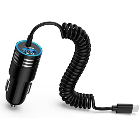 48W Super Fast Car Charger USB C for Samsung Galaxy S24 FE Ultra A16 5G A15 A14 A35 A55 S23 S22 S21, iPhone 16 Pro Max/16/15 Pro/Plus, Android Phone Type C Car Charger Adapter with USB C Coiled Cable Cover