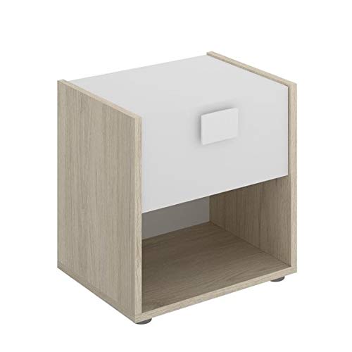 HABITMOBEL Mesita de Noche Juvenil con Cajon Acabado Natural 42 x 40 x 33 (Altura x Anchura x Profundidad) Cover