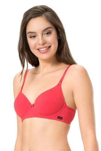 Image of Amante Every de Red Solid Underwired Lightly Padded Everyday Bra
