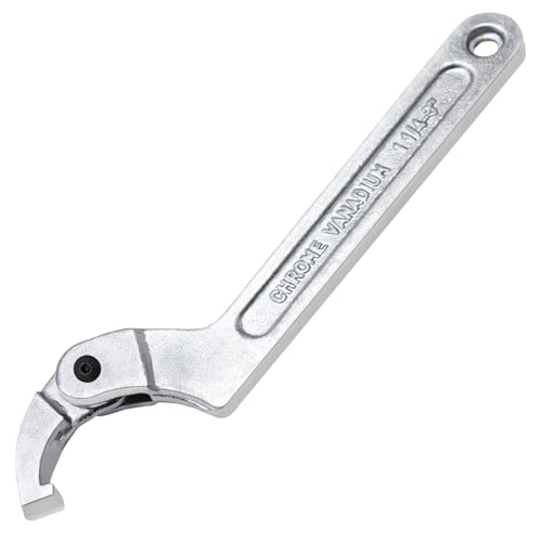 Runyu Hakenschlüssel Verstellbar Nutmutternschlüssel Hochkohlenstoffstahl C Verstellbare-Hakenschlüssel 32-76mm Quadratischer Kopf Silber
