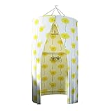 BAIRUNDA Cortina De Ducha Redonda Impermeable, Cubierta De Ducha Colgante Vestuario Portátil con Almacenamiento para Baños Interiores Cálidos Y Viajes Al Aire Libre,39.4inx78.8in,Yellow