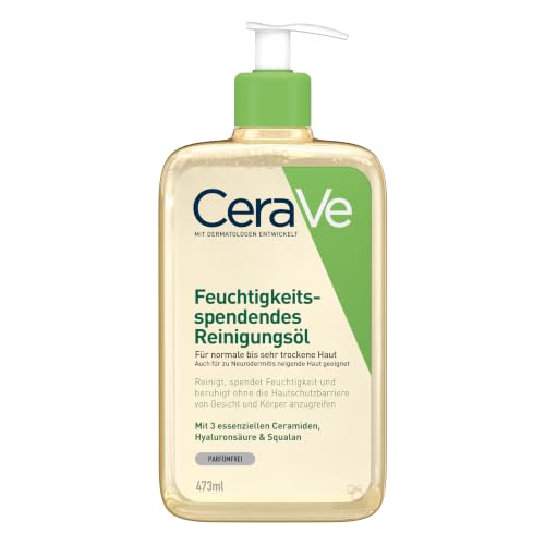 CeraVe Feuchtigkeitsspendendes Reinigungsöl, Intensive und langanhaltende Feuchtigkeit für normale bis sehr trockene Haut, Reinigung für Körper und Gesicht, mit 3 essenziellen Ceramiden, 473 ml