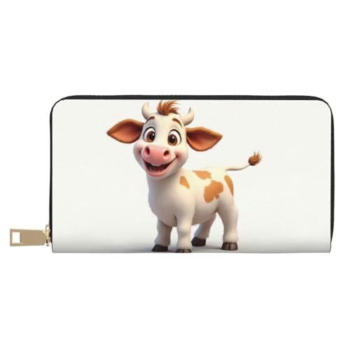 Cute Brown Calf-B Print Wallet Women, Leather Bifold Multi Card Wallet, Long Purse Women's Wallets