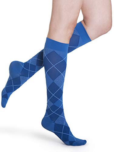 Image of Sigvaris Women's Style Microfiber Patterns 830 Closed Toe Calf-High Socks 20-30mmHg