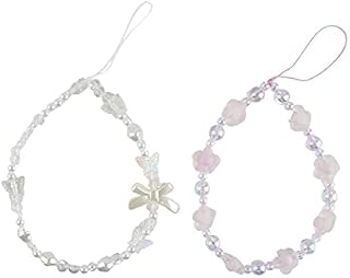 2pcs Beaded Phone Pendant Phone Lanyard Wrist Strap Anti-lost Phone String Phone Pearl Wristband Color Chain Key Ring Phone Lanyard Women
