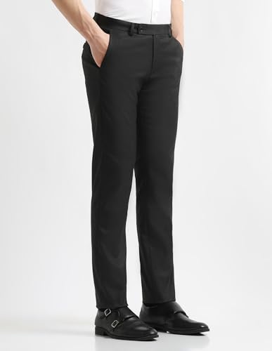 Image of Arrow Men Black Formal Trouser ARAEOTR2155