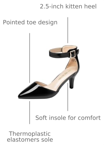 Image of DREAM PAIRS Women's Kitten Heels Ankle Strap Pumps