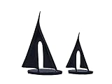 Dawbun 2 Pack Sailboat Decor Boat Sculpture for Home Decor Modern Boat Statue Decorative Nautical Decoration for Living Room Bookshelf Shelf Table Office（Black）