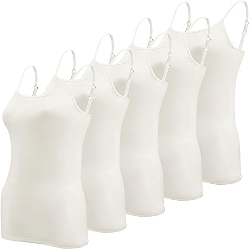BQTQ 5 Pezzi Canottiera Donna Canotta Top Regolabile Spalline Canottiere per Donna e Ragazze, Bianco, S BQTQ 5 Pezzi Canottiera Donna Canotta Top Regolabile Spalline Canottiere per Donna e Ragazze, Bianco, S