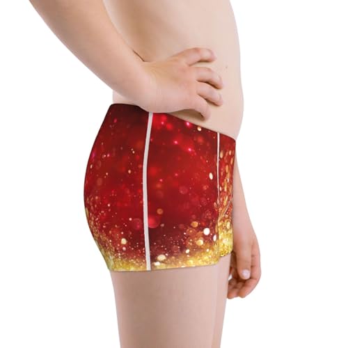 Boys' Cotton Boxer Brief Soft Underwear-Red Gold Glitter2