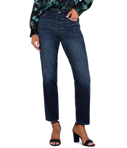 Liverpool Women's Petite Gia Glider Pull on Slim Mid Rise Stretch Denim