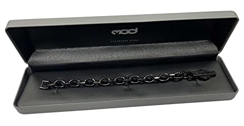 Harley-Davidson Men's Vintage Bar & Shield Link Bracelet - Black Stainless Steel2