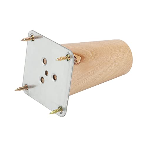 MANCHAP 4 PCS 10cm/4 Inch Wooden Furniture Legs, Wood Sofa Legs with Mounting Plate, Screws and Anti-Slip Mats - Image 4