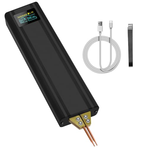 Seesii Soldador por Puntos - SE-209 Mini Spot Welder con Batería de 5,0 Ah para Soldadura de Hojas de 0,1-0,2 mm, Níquel, Hierro, Hojas de Acero Inoxidable, 1-80 Velocidades, Modo Automático y Manual